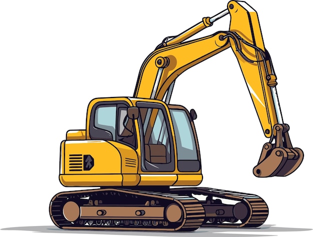 un dibujo de una excavadora amarilla con las palabras excavador en él