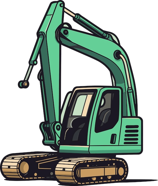 un dibujo de una excavadora verde que dice verde