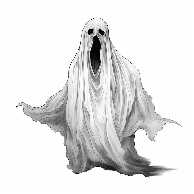 Vector un dibujo de un fantasma con una cara aterradora en él