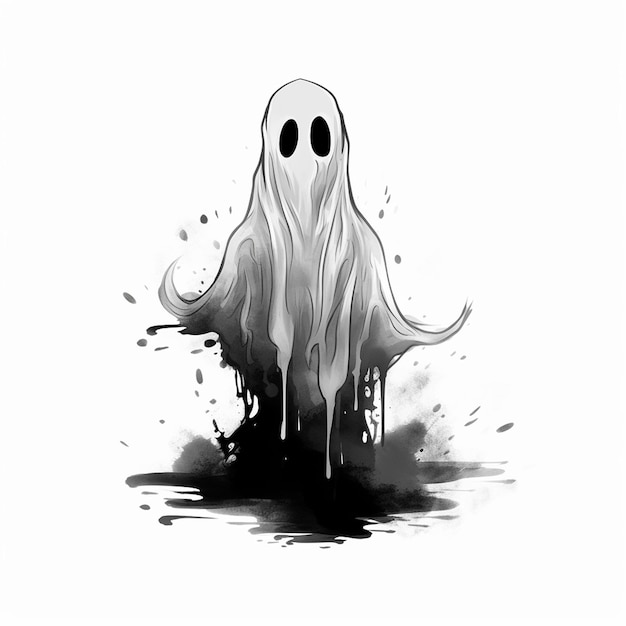 un dibujo de un fantasma con una cara dibujada en él