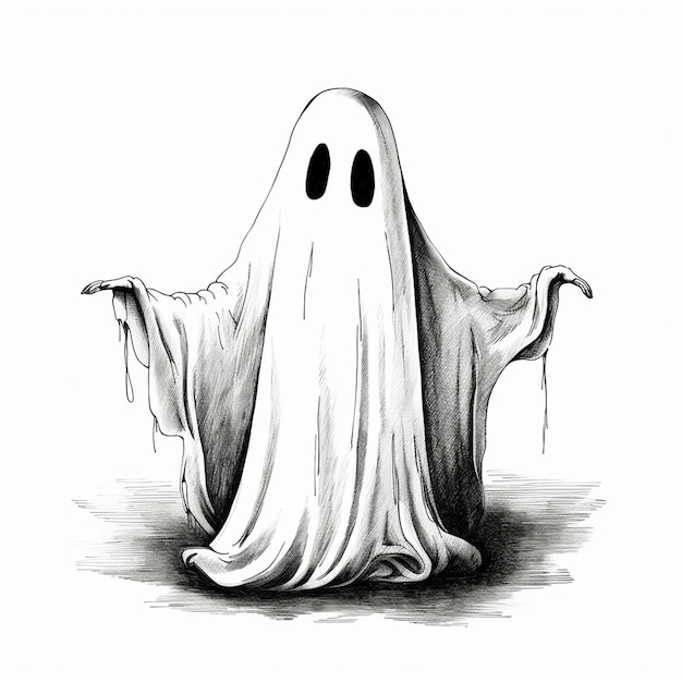 Vector un dibujo de un fantasma con una expresión espeluznante en él
