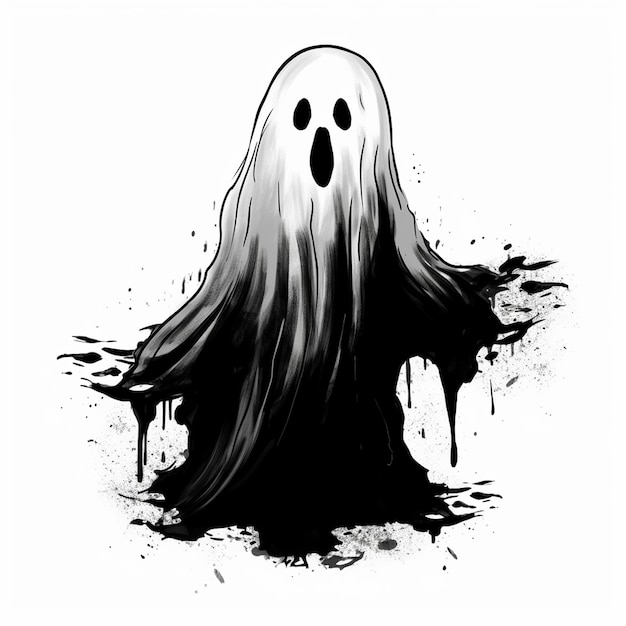 un dibujo de un fantasma con un fantasma en él