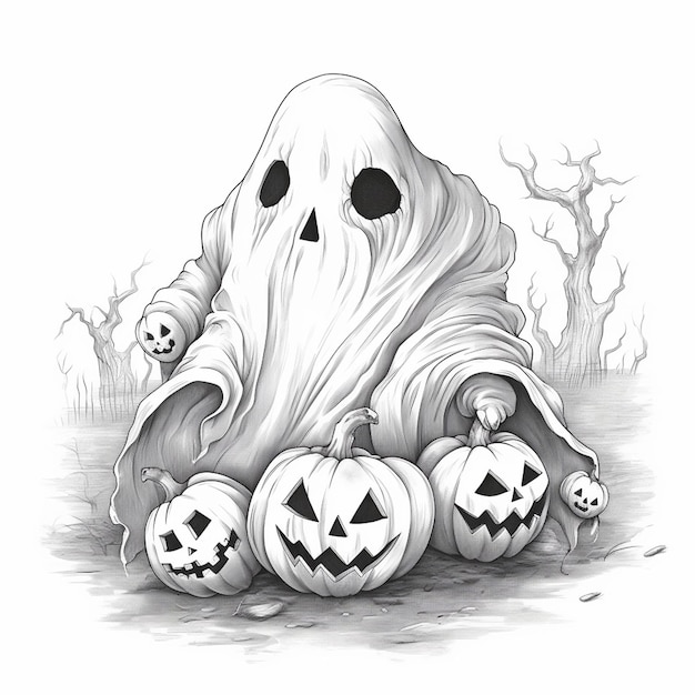 un dibujo de un fantasma con un fantasma en él