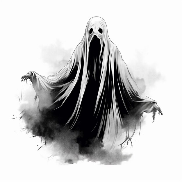 un dibujo de un fantasma con un fantasma en él