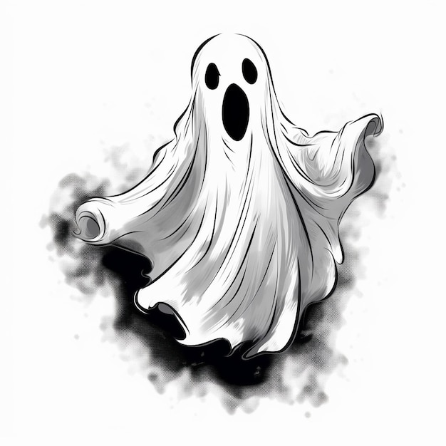 un dibujo de un fantasma con un fantasma en él