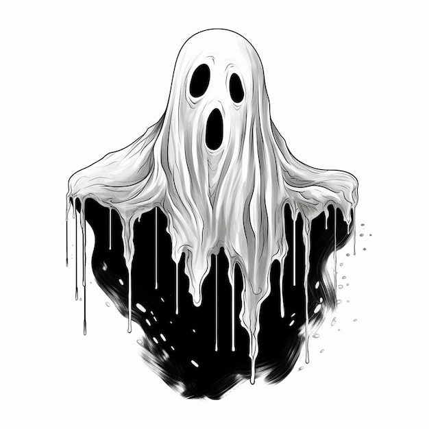 Vector un dibujo de un fantasma con un fantasma en él