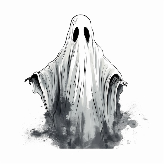 Vector un dibujo de un fantasma con un fantasma en él