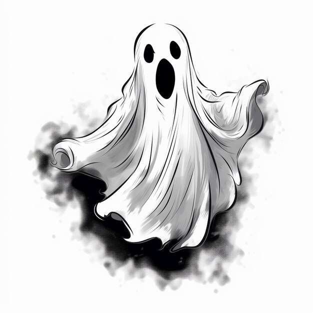 Vector un dibujo de un fantasma con un fantasma en él
