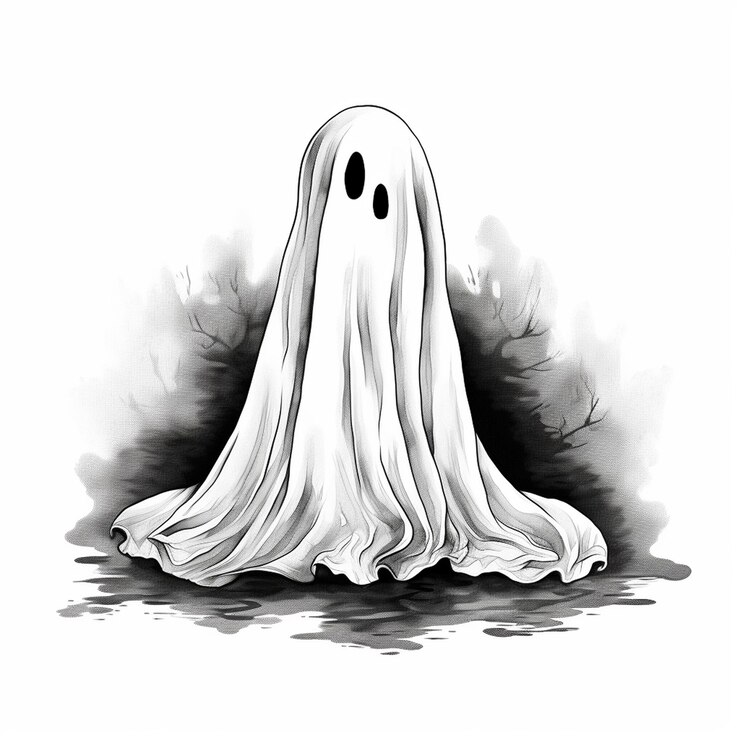 un dibujo de un fantasma con las palabras fantasma en él
