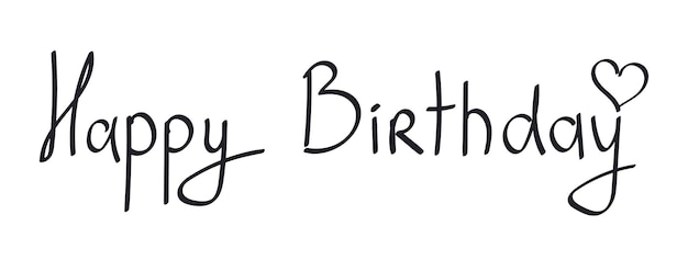 un dibujo de un feliz cumpleaños en un fondo blanco
