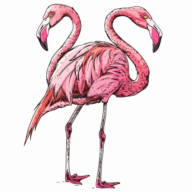 un dibujo de un flamingo con un flamengo rosado en él