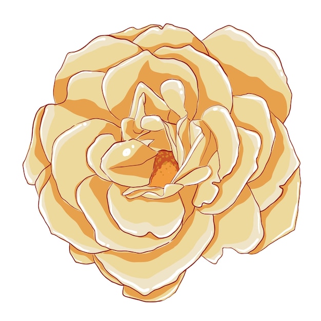 un dibujo de una flor amarilla con un centro naranja