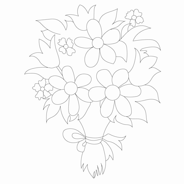 Vector dibujo de flor de arte lineal