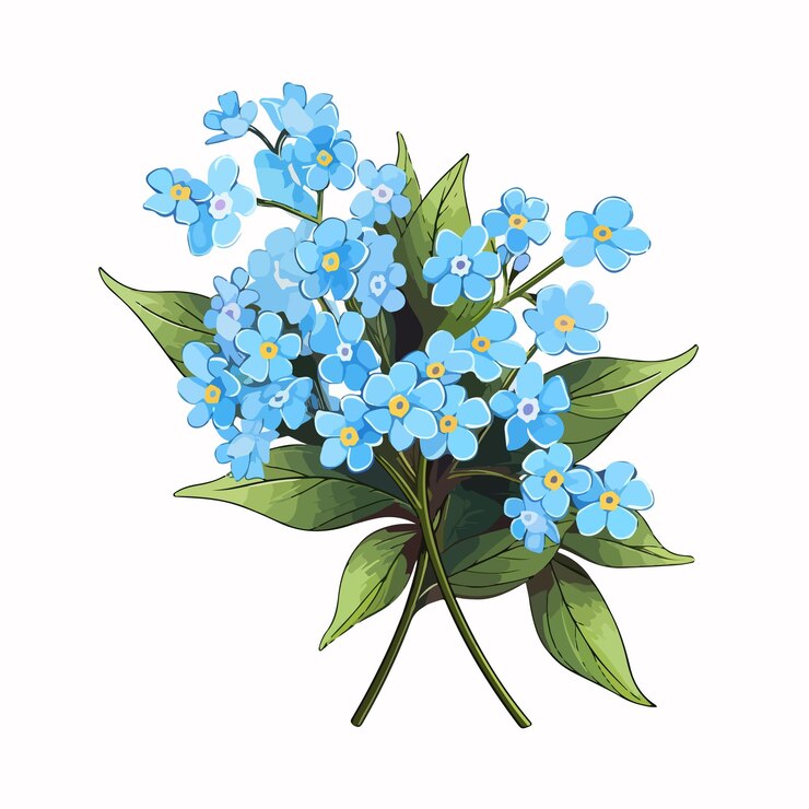 Vector un dibujo de una flor azul con la palabra azul en ella
