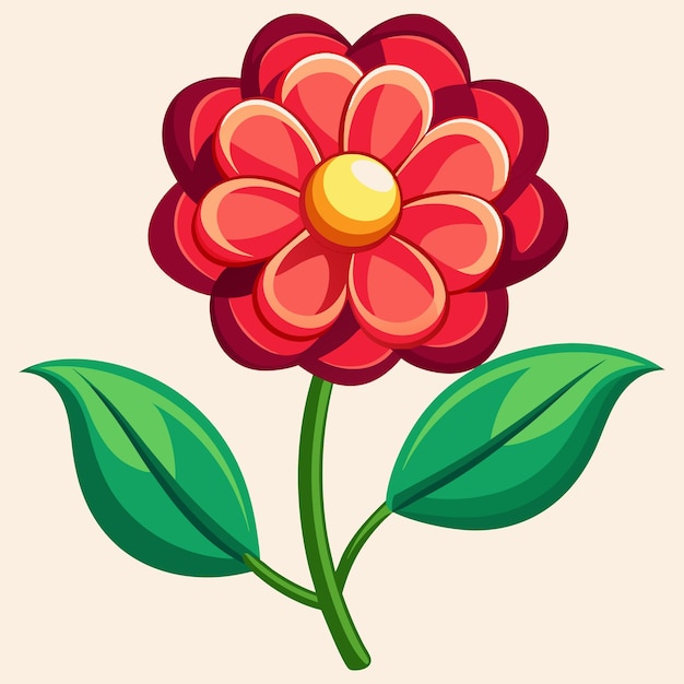 un dibujo de una flor con un centro amarillo y un centro rojo