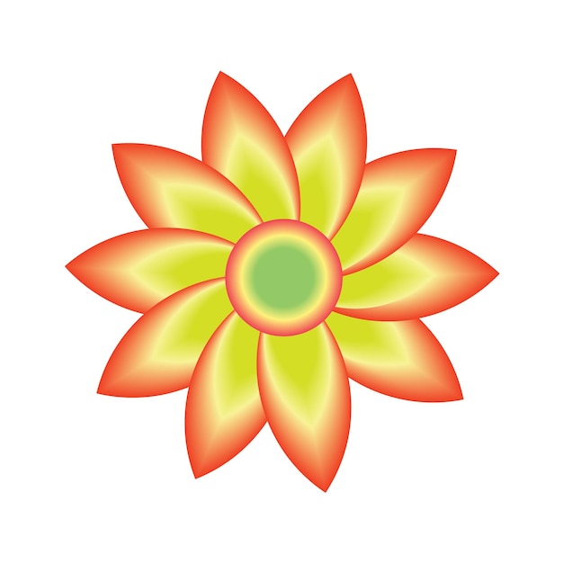 un dibujo de una flor con un centro amarillo