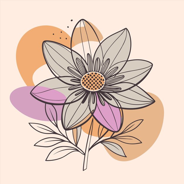 un dibujo de una flor con un centro amarillo