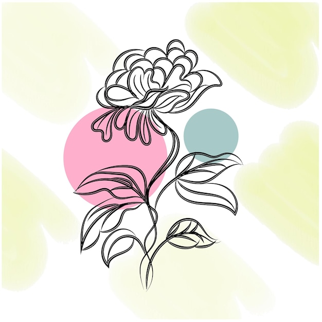 un dibujo de una flor con un círculo rosa en el medio