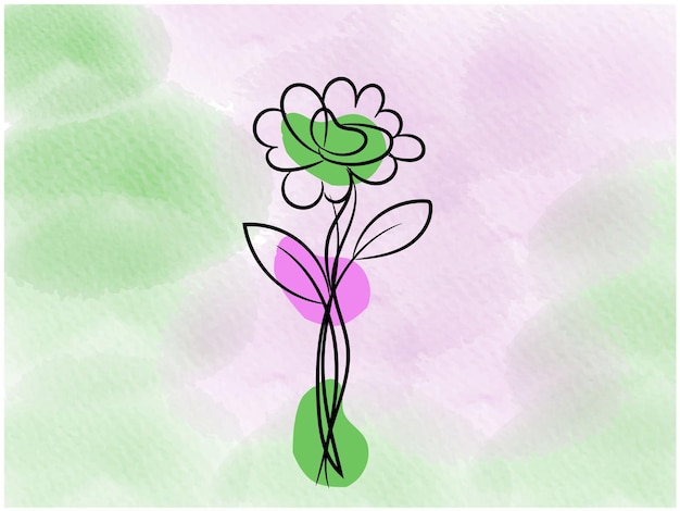 un dibujo de una flor con colores verdes y rosados