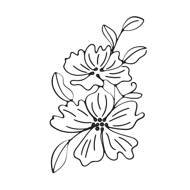 un dibujo de una flor con un contorno negro en él