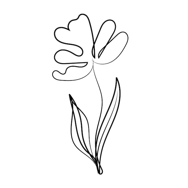 un dibujo de una flor con un contorno negro