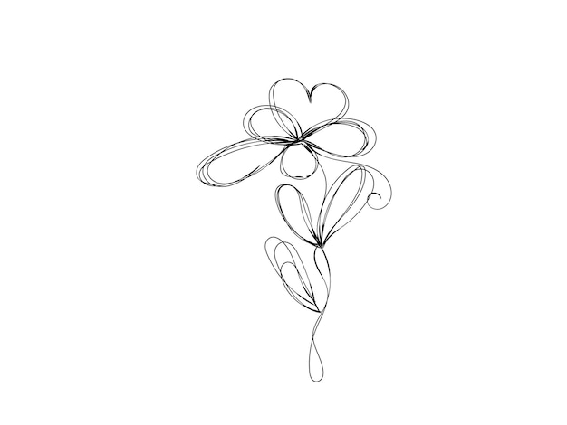 un dibujo de una flor con un corazón dibujado en ella