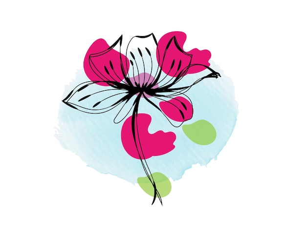 un dibujo de una flor con un corazón en ella