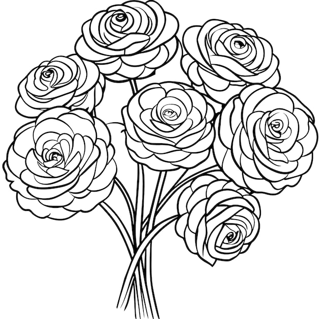 un dibujo de una flor con un dibujado de una rosa