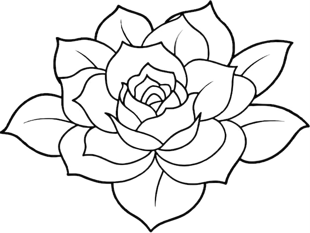 un dibujo de una flor con un dibujo en línea de una flor