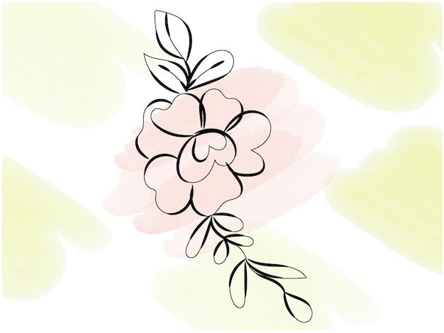un dibujo de una flor con una flor rosa en ella