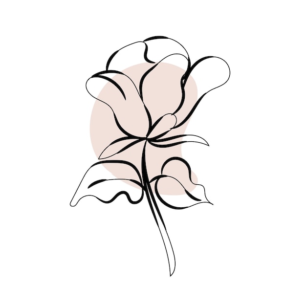 un dibujo de una flor con una flor rosa en ella