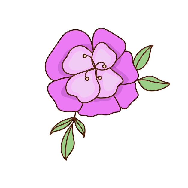 Dibujo de flor floreciente Vector ilustración plana Etiqueta engomada del icono