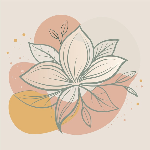 un dibujo de una flor con un fondo amarillo con manchas naranjas y rosas