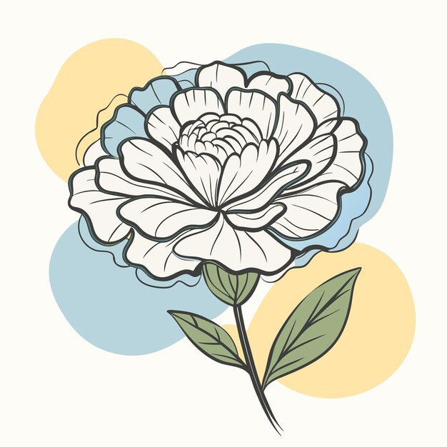 un dibujo de una flor con un fondo azul y un círculo amarillo en el medio