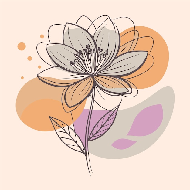 un dibujo de una flor con un fondo púrpura con colores naranja y rosa