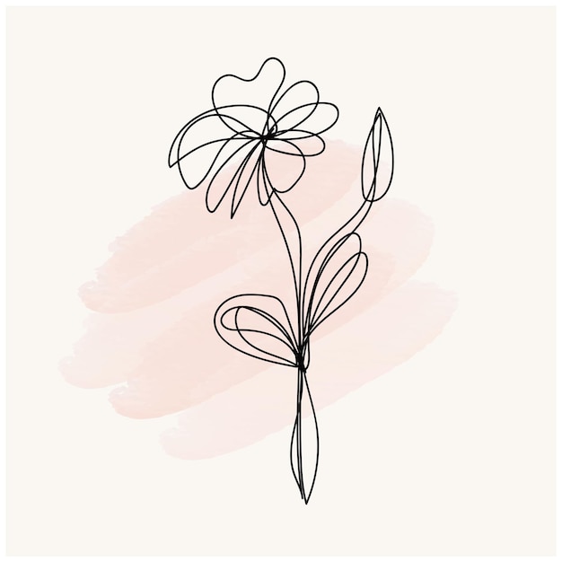 un dibujo de una flor con un fondo rosa