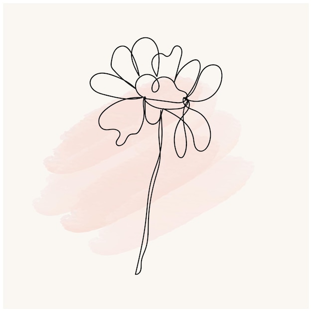 un dibujo de una flor con un fondo rosa