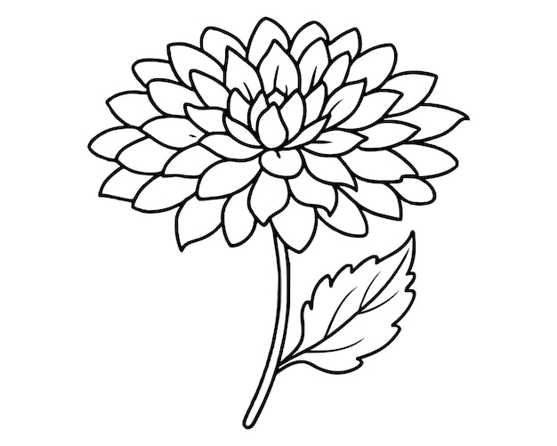 Un dibujo de una flor con una hoja
