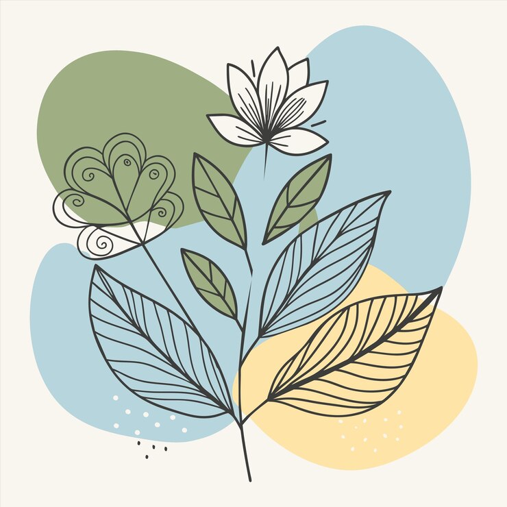 Vector un dibujo de una flor con las hojas en ella