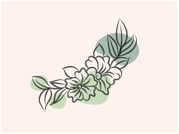 un dibujo de una flor con las hojas en ella