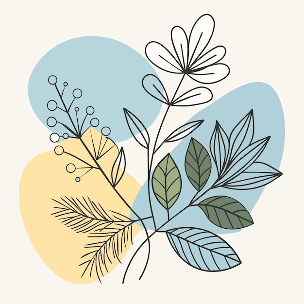un dibujo de una flor y hojas con las palabras " primavera " en él