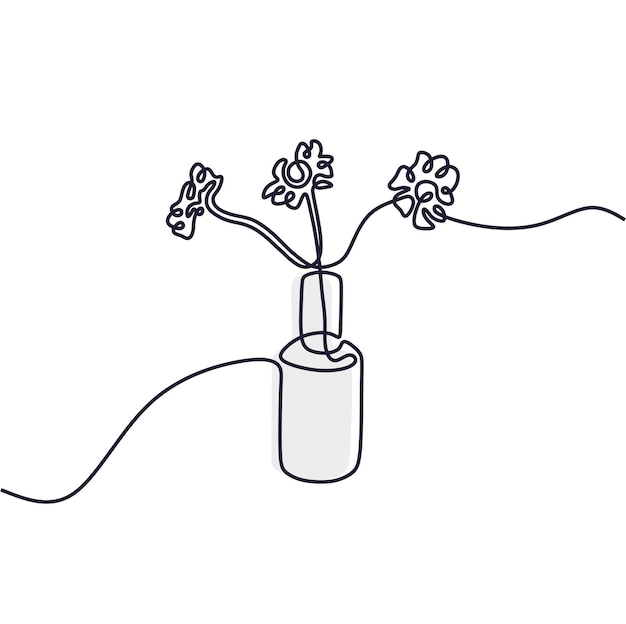 Un dibujo de una flor en un jarrón con una flor dentro.