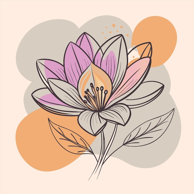 un dibujo de una flor de loto con un fondo amarillo