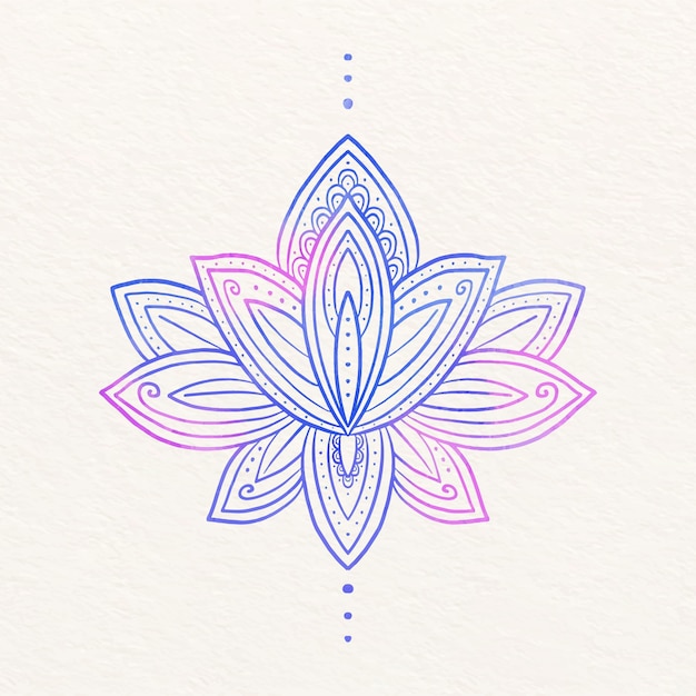 Vector dibujo de flor de loto mandala acuarela