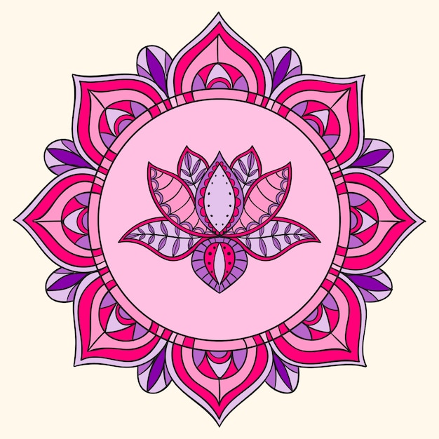 Vector dibujo de flor de loto mandala dibujado a mano