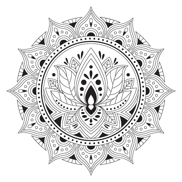 Vector dibujo de flor de loto mandala dibujado a mano