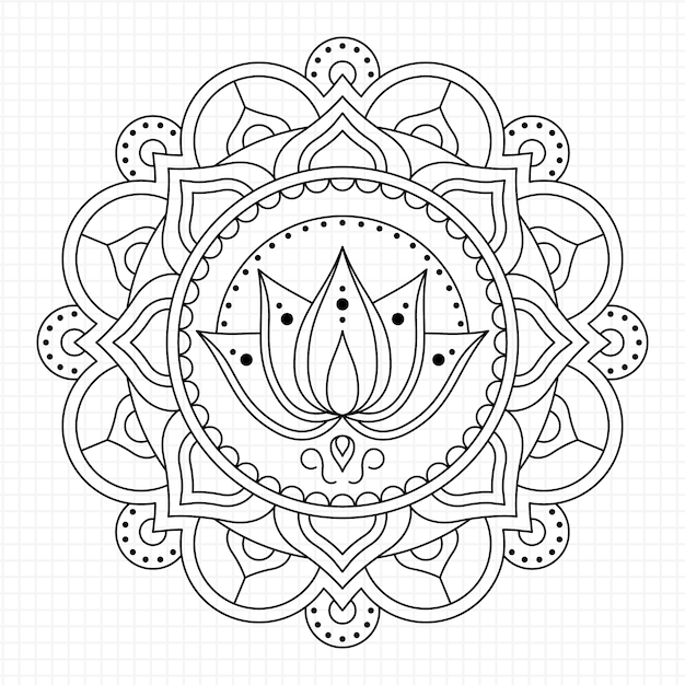 Vector dibujo de flor de loto mandala dibujado a mano