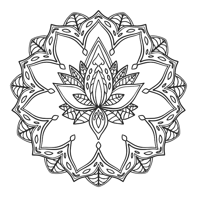Vector dibujo de flor de loto mandala dibujado a mano