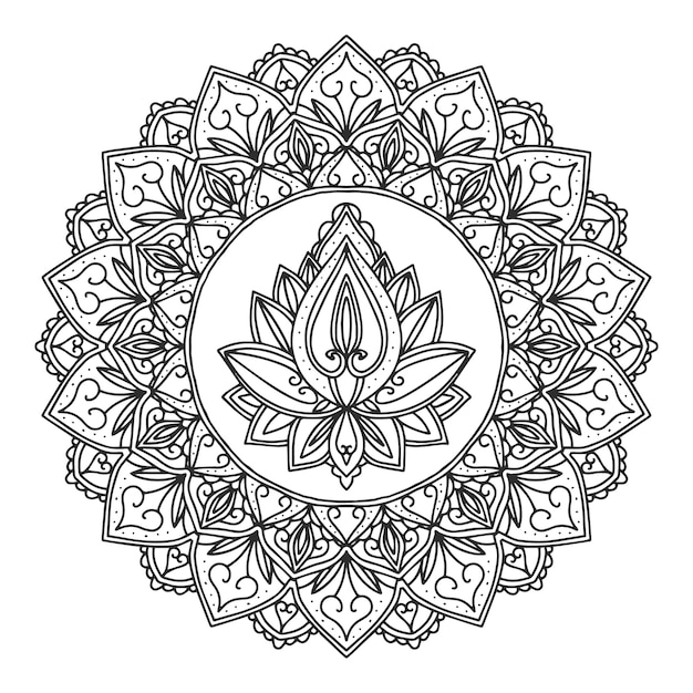 Vector dibujo de flor de loto mandala dibujado a mano