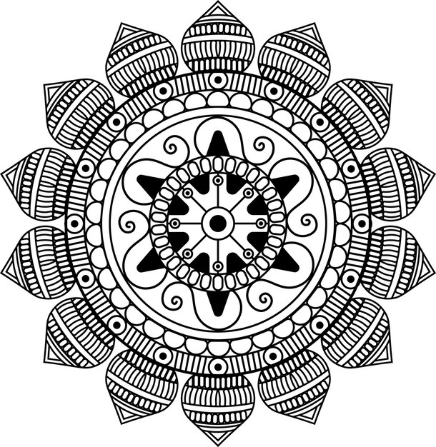Dibujo de flor de loto mandala dibujado a mano